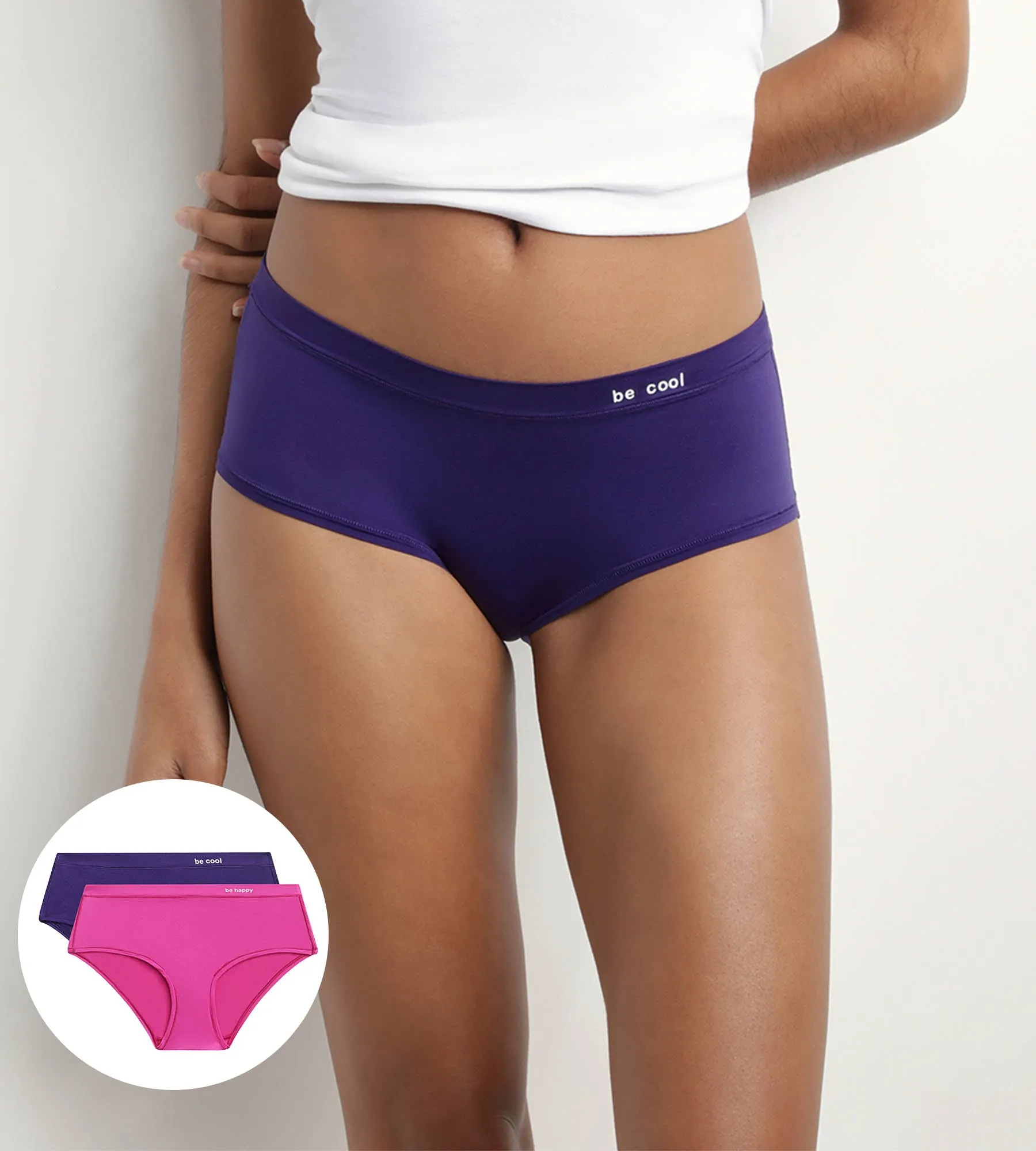 Lot de 2 shorties femme en microfibre Fuchsia et Violet Oh My Dim’s