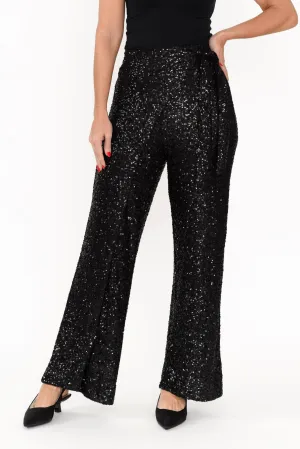 Mae Black Sequin Wrap Pants