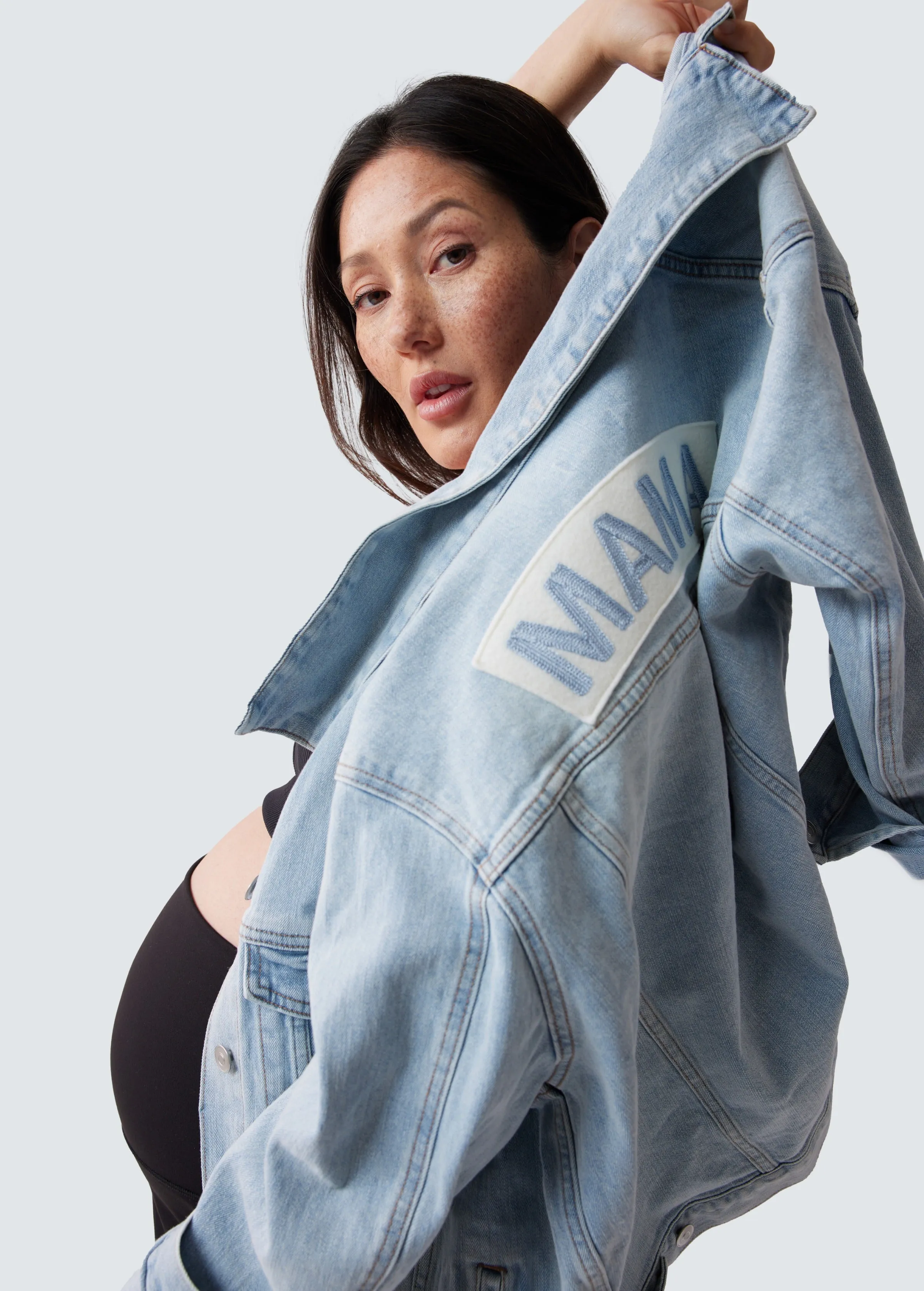 Mama & Baby Matching Maternity & Postpartum Denim Jacket