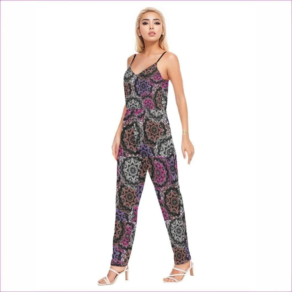 Mandala Graffiti Womens V-neck Cami Jumpsuit