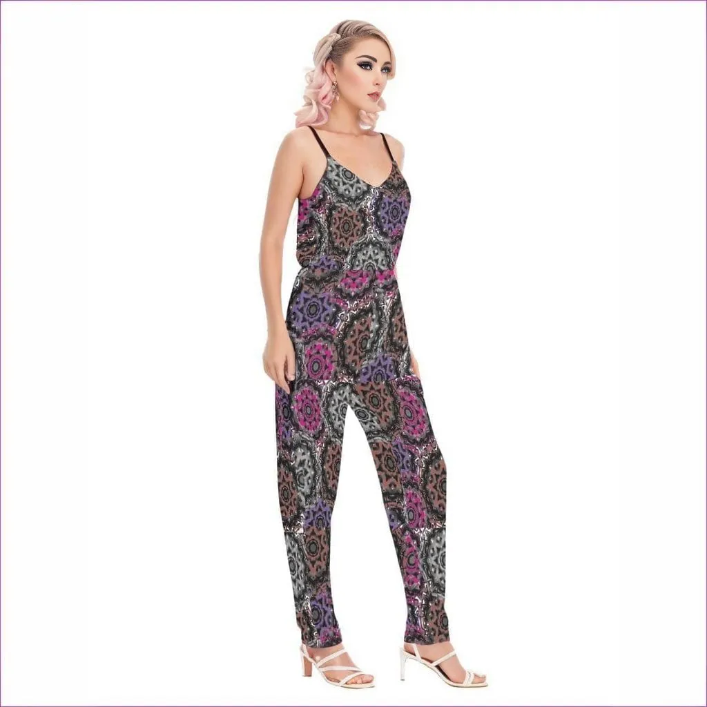 Mandala Graffiti Womens V-neck Cami Jumpsuit