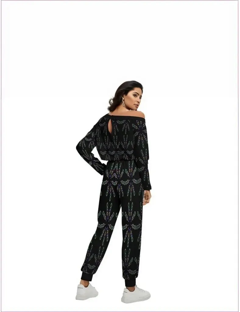 Mandala Womens Off-Shoulder Jumpsuit