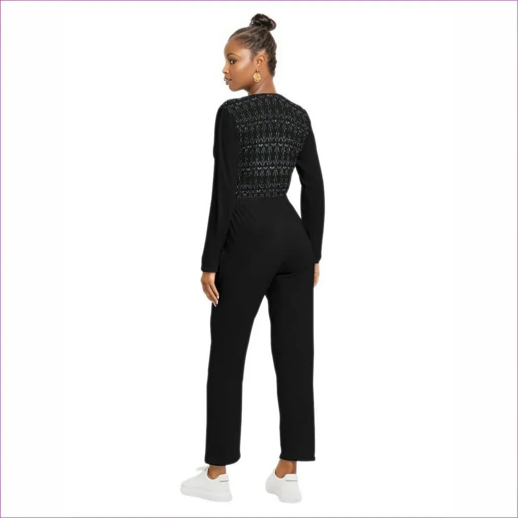 Mandala Womens V-neck High Waist Jumpsuit