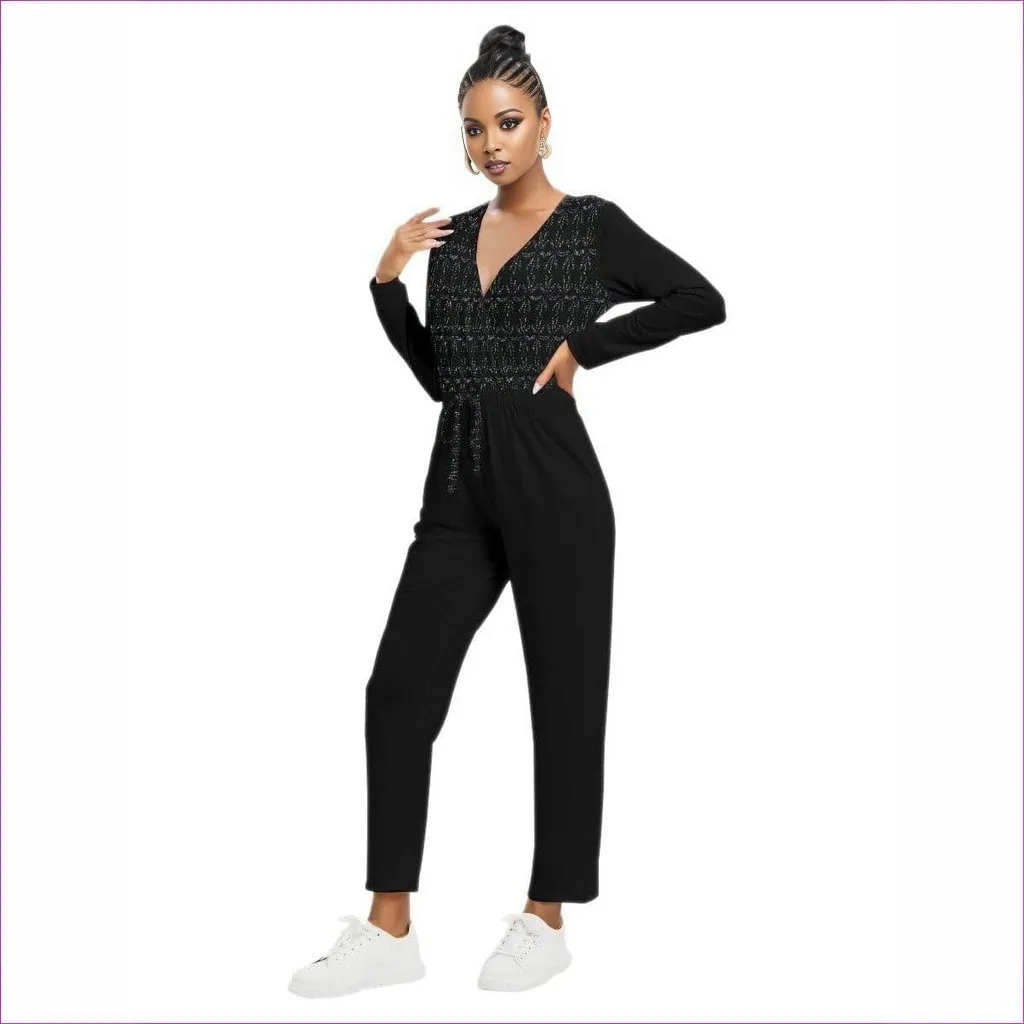 Mandala Womens V-neck High Waist Jumpsuit