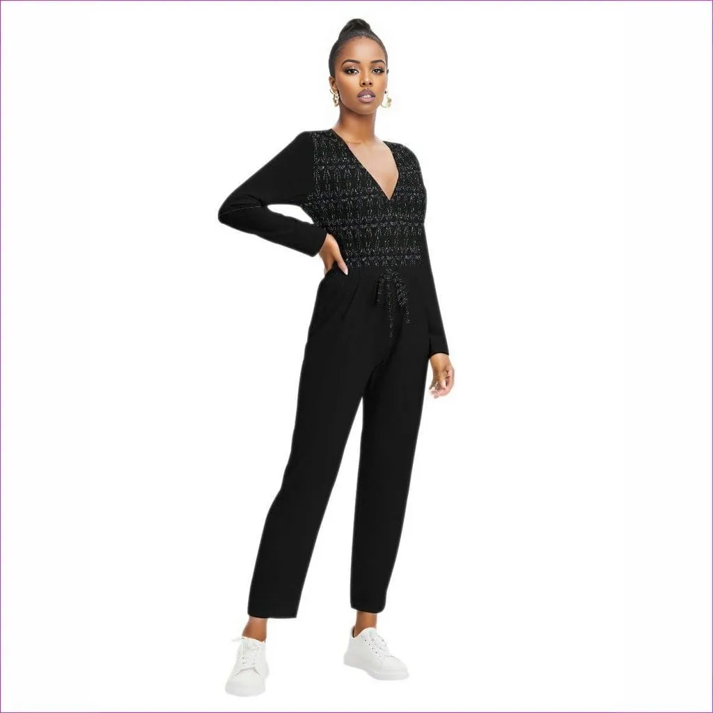 Mandala Womens V-neck High Waist Jumpsuit