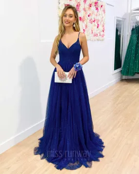 Masha Tulle Glitter Gown - Navy [HIRE]