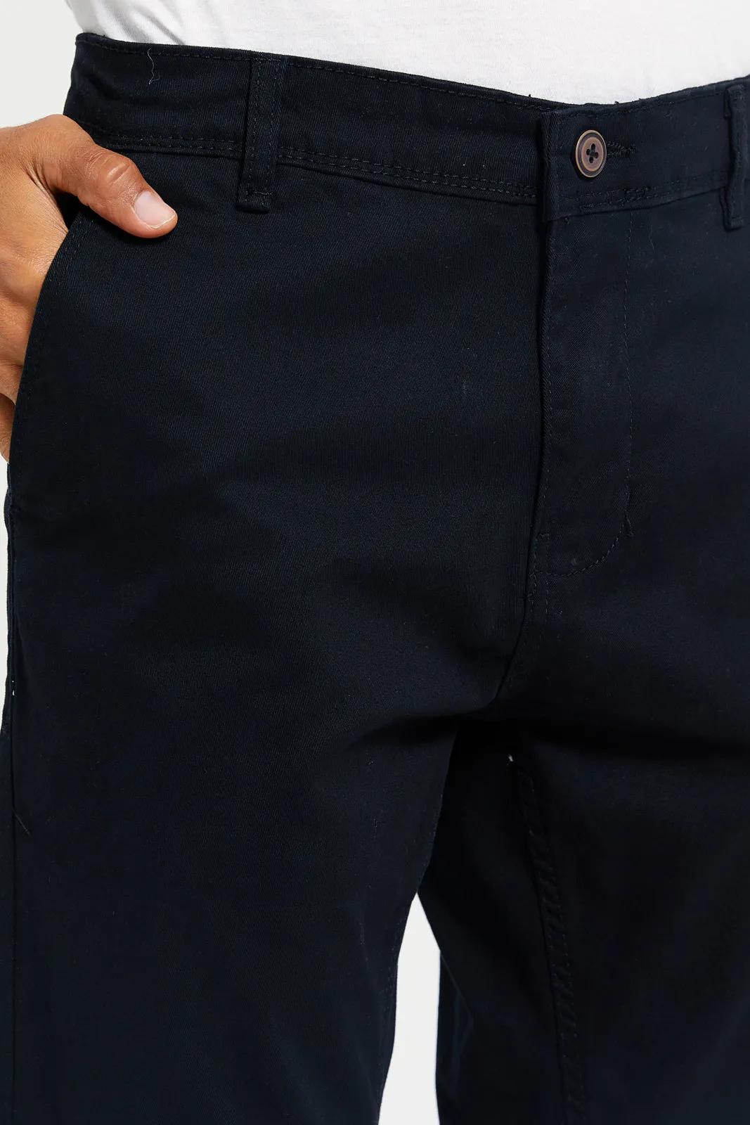 Men Black Solid Chino Trousers