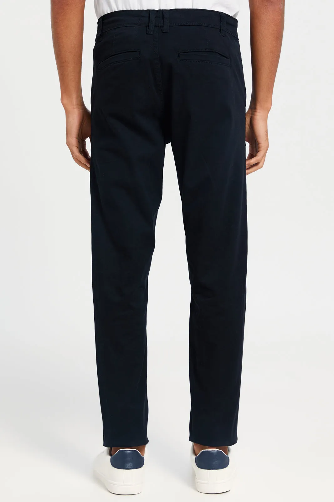 Men Black Solid Chino Trousers