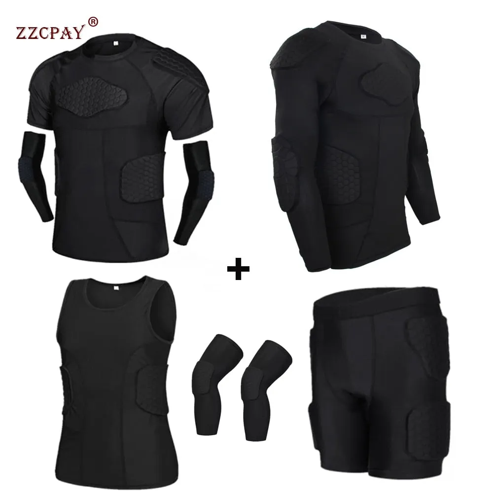 Men Sports Kneepad,  Elbow Shock Guard, Compression Padded Shorts, Shirt Vest Protective Chest & Rib Guards