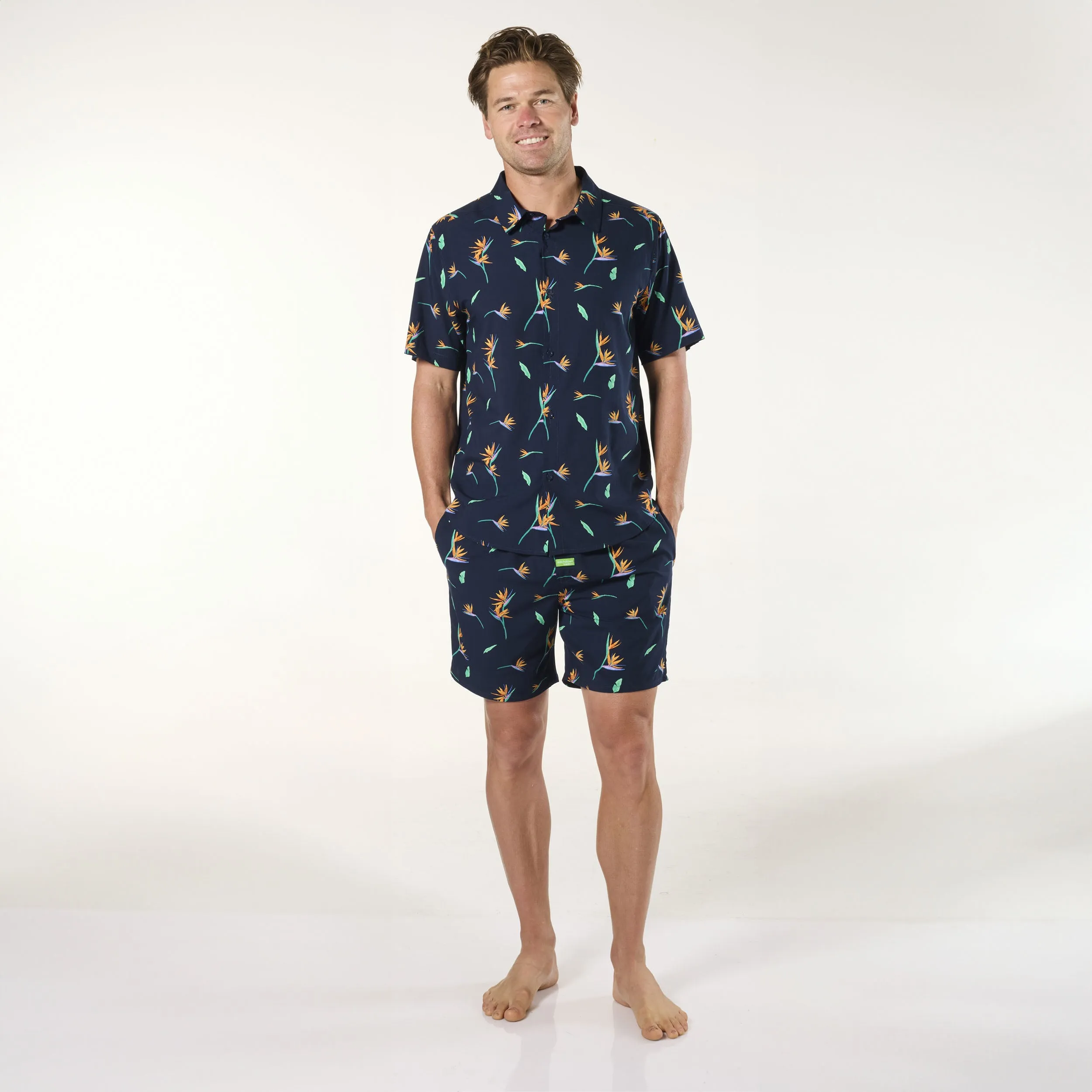 Men's Paradise City Bamboo Pyjama Set - Navy