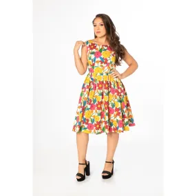 Miss Lulo Lily Swing Dress in 60s Floral Print