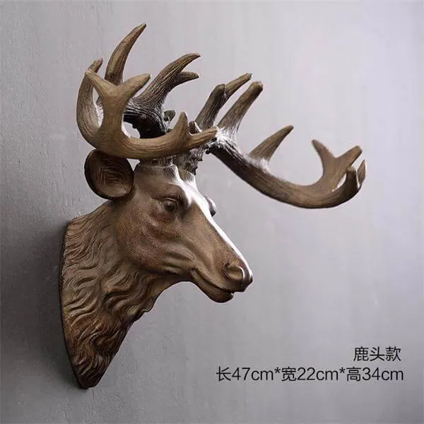 Modern Pure Handmade Hanging Moose and Sheep Head Decoration