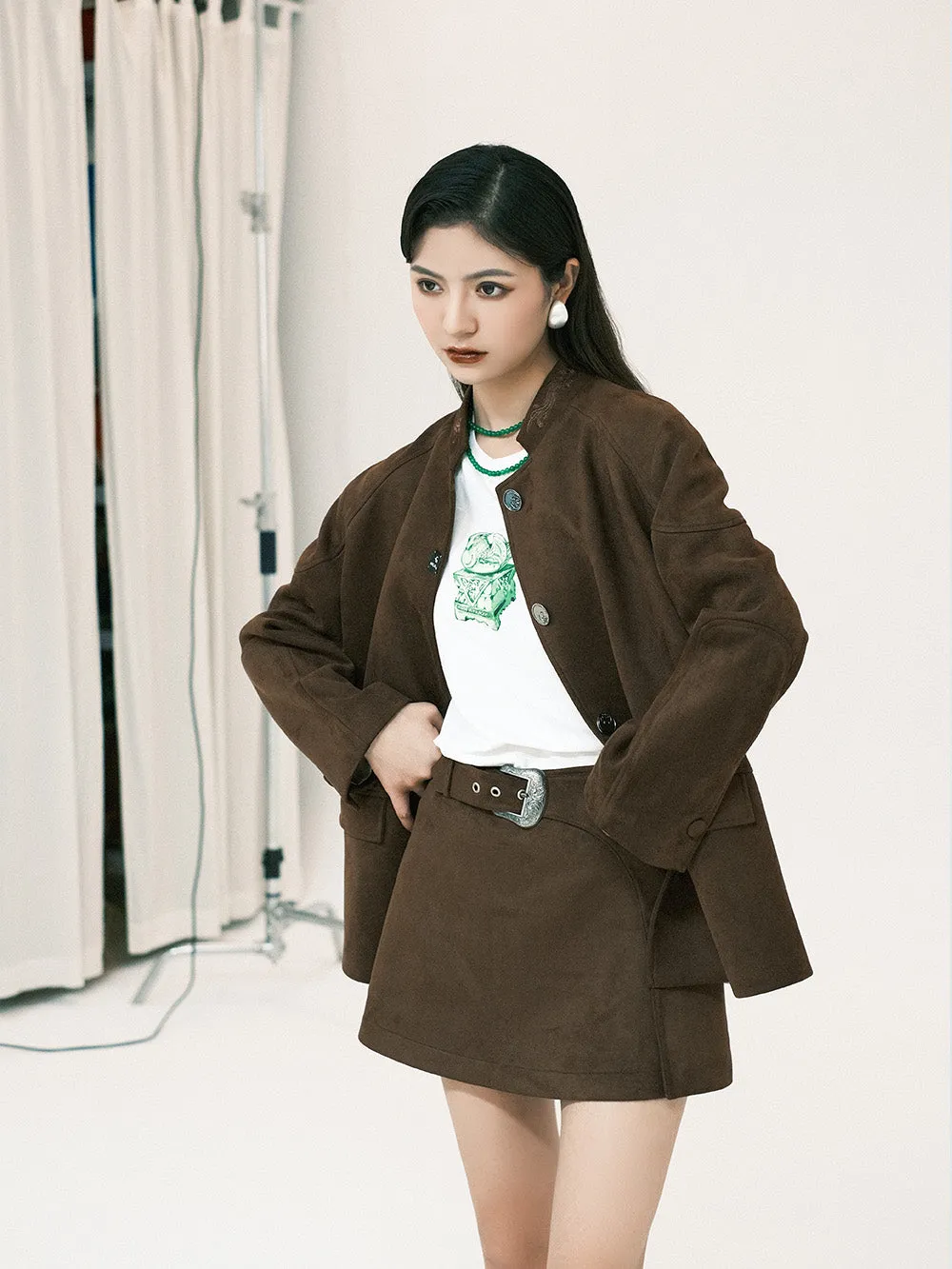 MUKZIN Linglong "Wandering Poet" Retro Suede Tang Suit Jacket