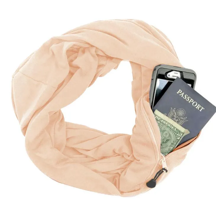 Multi-function Storage Zipper Scarf Multi-color Optional