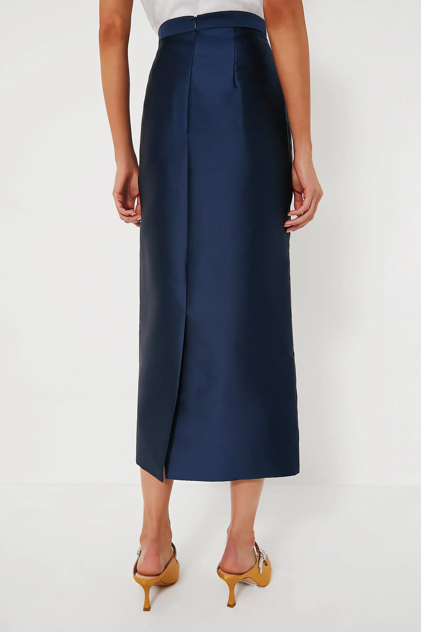 Navy Midi Length Pencil Skirt