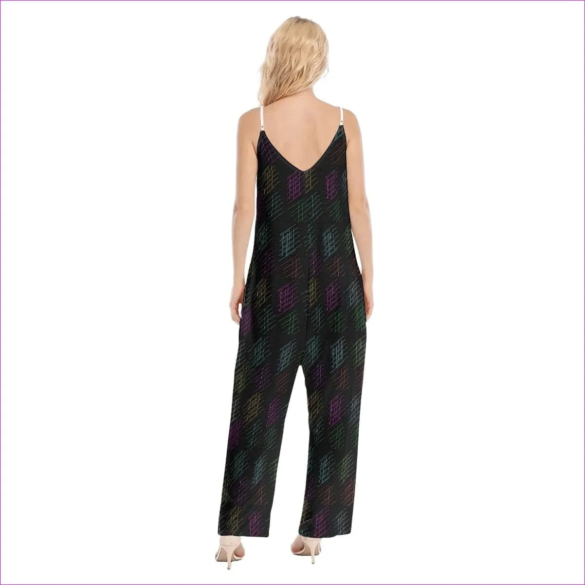 Neon Lines Womens Loose Cami Jumpsuit