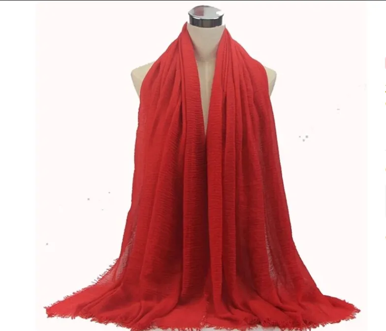 New Women Crinkle Scarf Hijab Plain Maxi Headscarf Crimp Scarves Shawl Ruffle UK