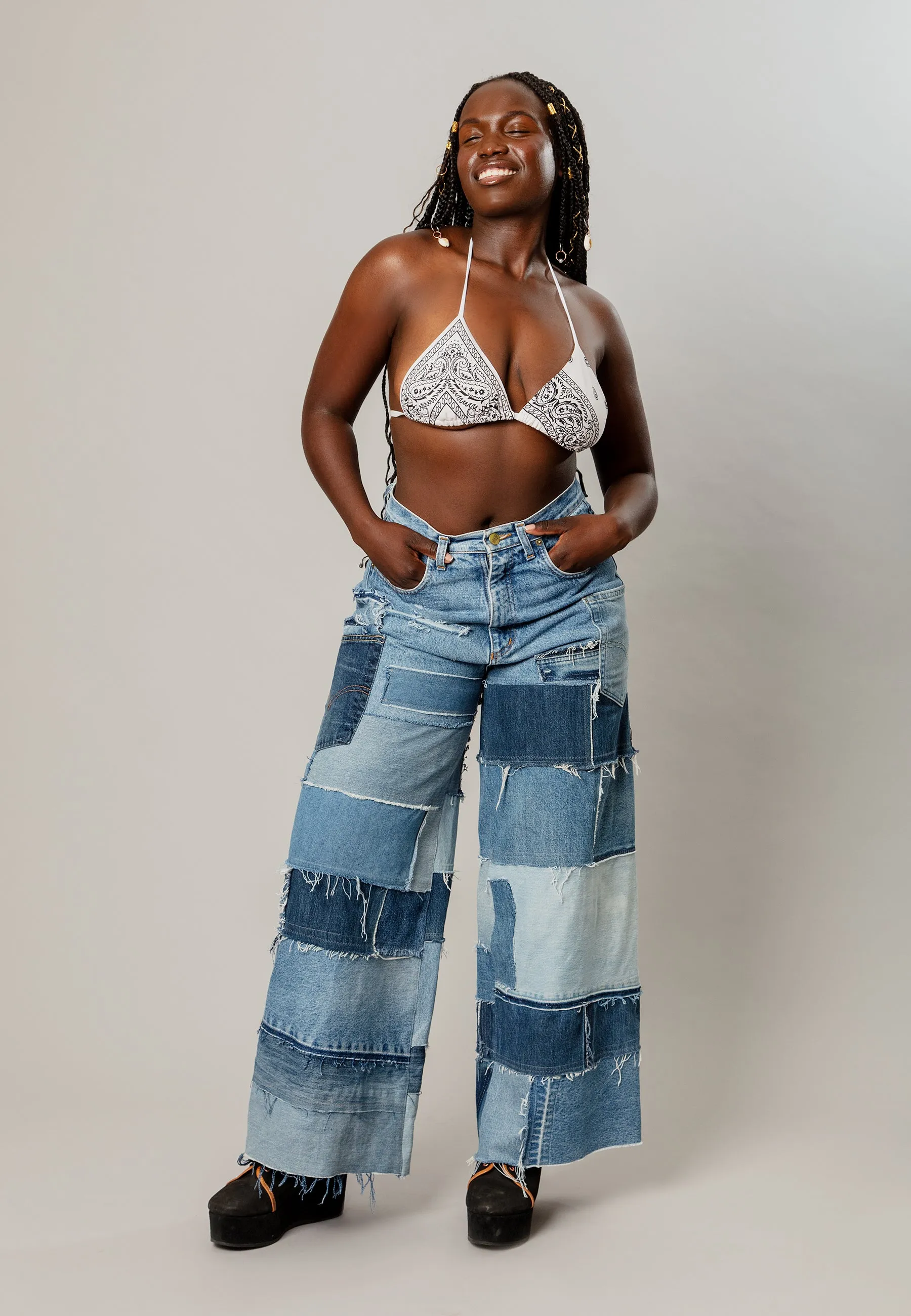 Nova Upcycled Patchwork Jeans Customized