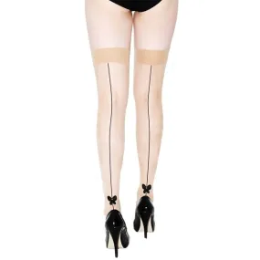 Nude Seamed Stockings With Bow