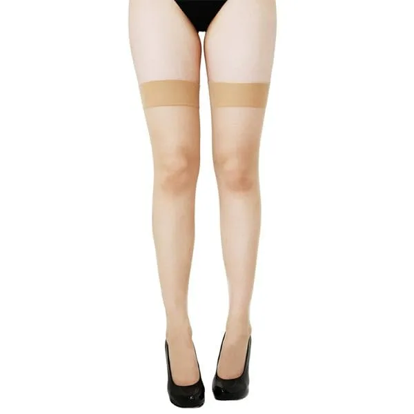 Nude Seamed Stockings With Bow