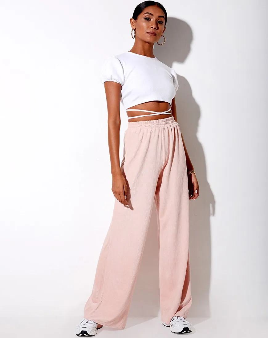 Obeli Trouser in Velvet Rib Light Pink