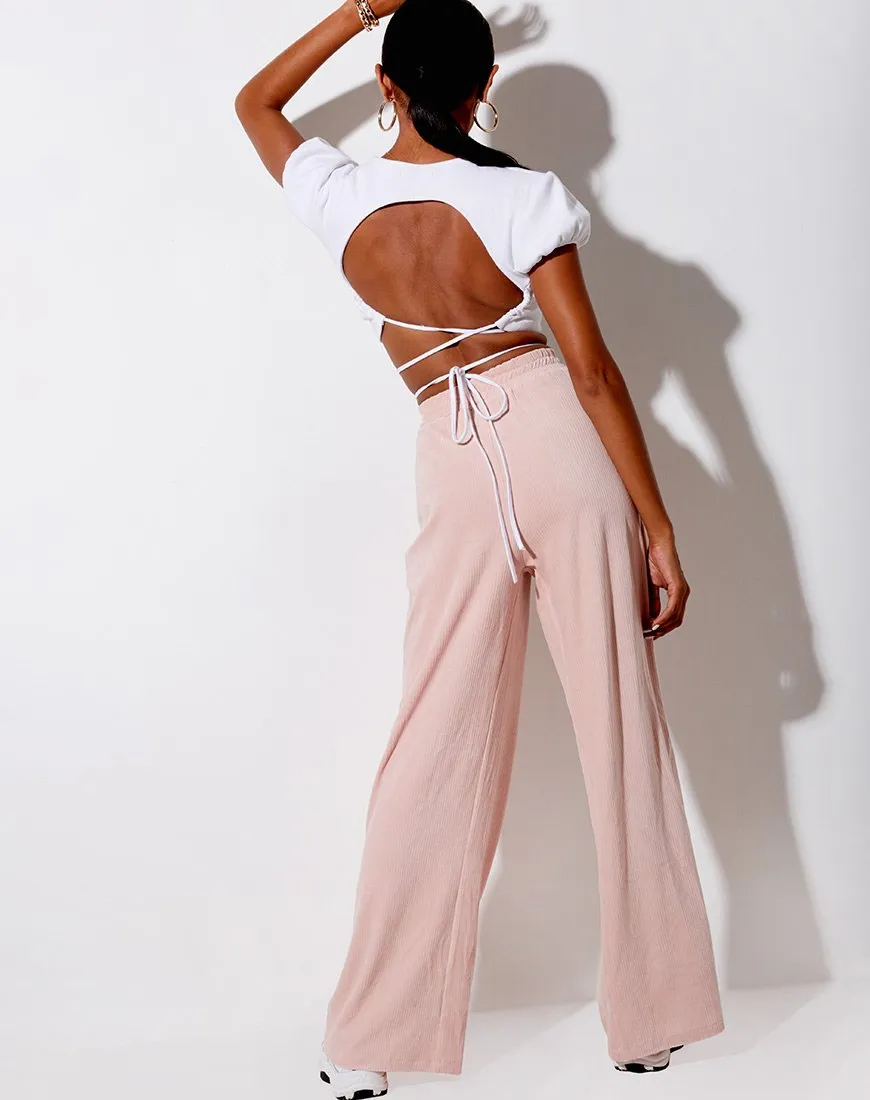 Obeli Trouser in Velvet Rib Light Pink