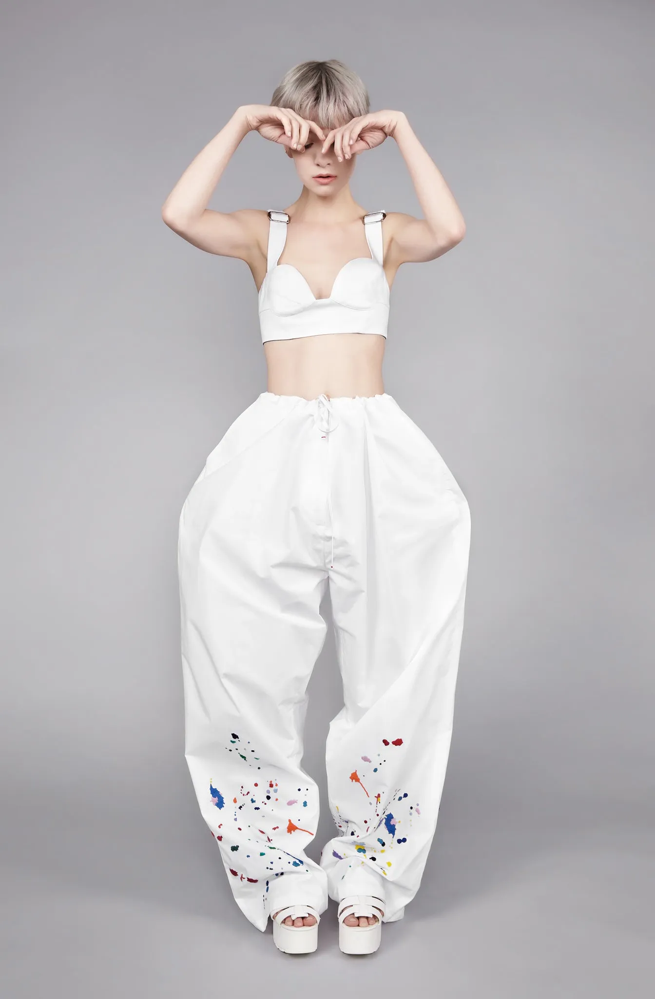 Paint Splash Embroidered "Burell" Wide Leg Trouser