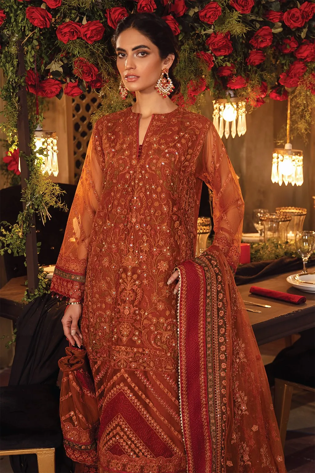 Pakistani Clothing Online In Rusty Brown Shade #PF192