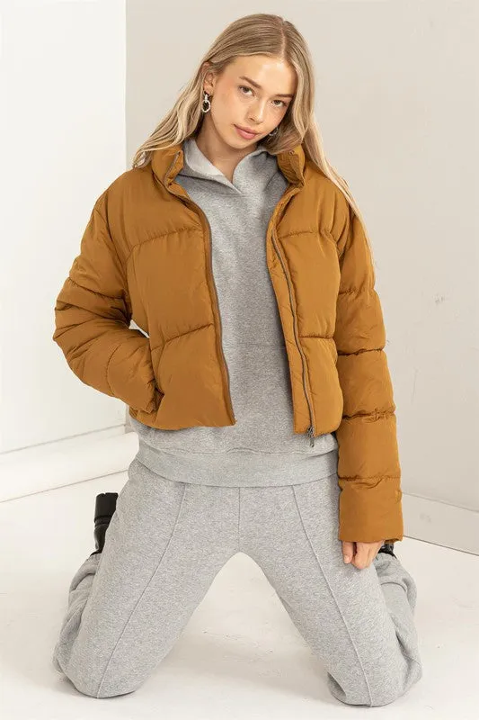 Pale Brown Weekend Ready Quilted Puffer Jacket