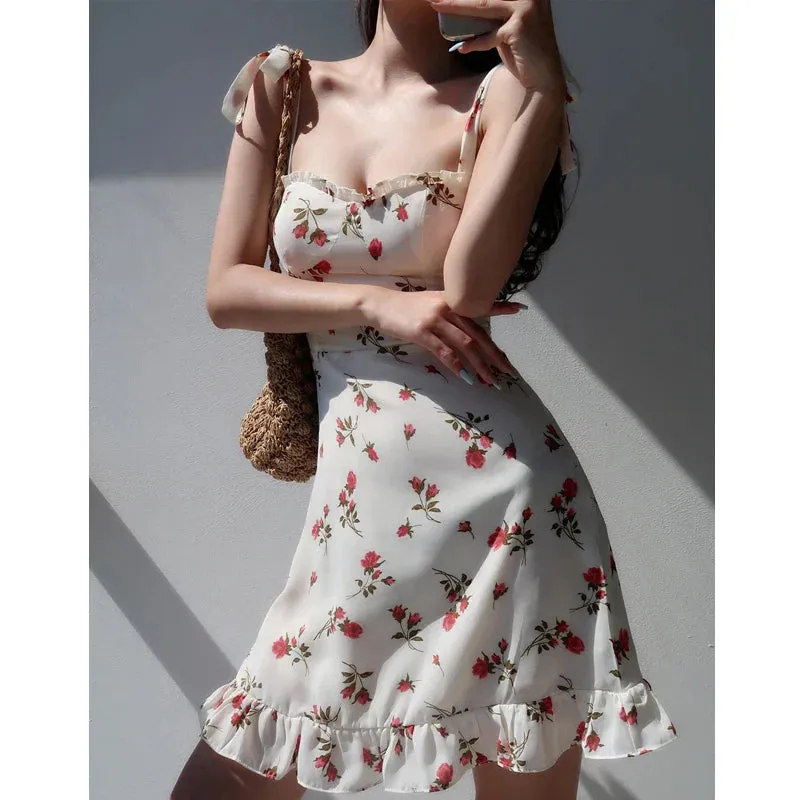 Party New Slim Elegant Sleeveless Summer Temperament Fashion Casual Suspender Floral Fit Dress Dress