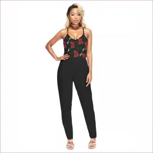 Pearls & Roses Womens V-neck Cami Jumpsuit