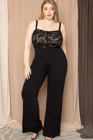 Peek-a-boo Lace Bust Voluptuous ( ) Plus Size Jumpsuit - 2 colors - Ships from The US