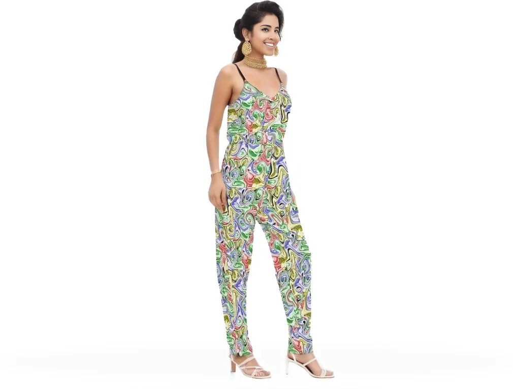 Picasso Womens V-neck Cami Jumpsuit