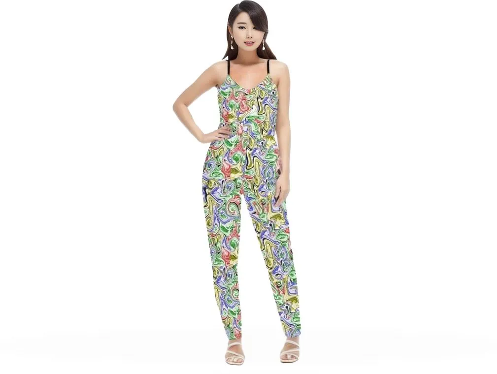 Picasso Womens V-neck Cami Jumpsuit