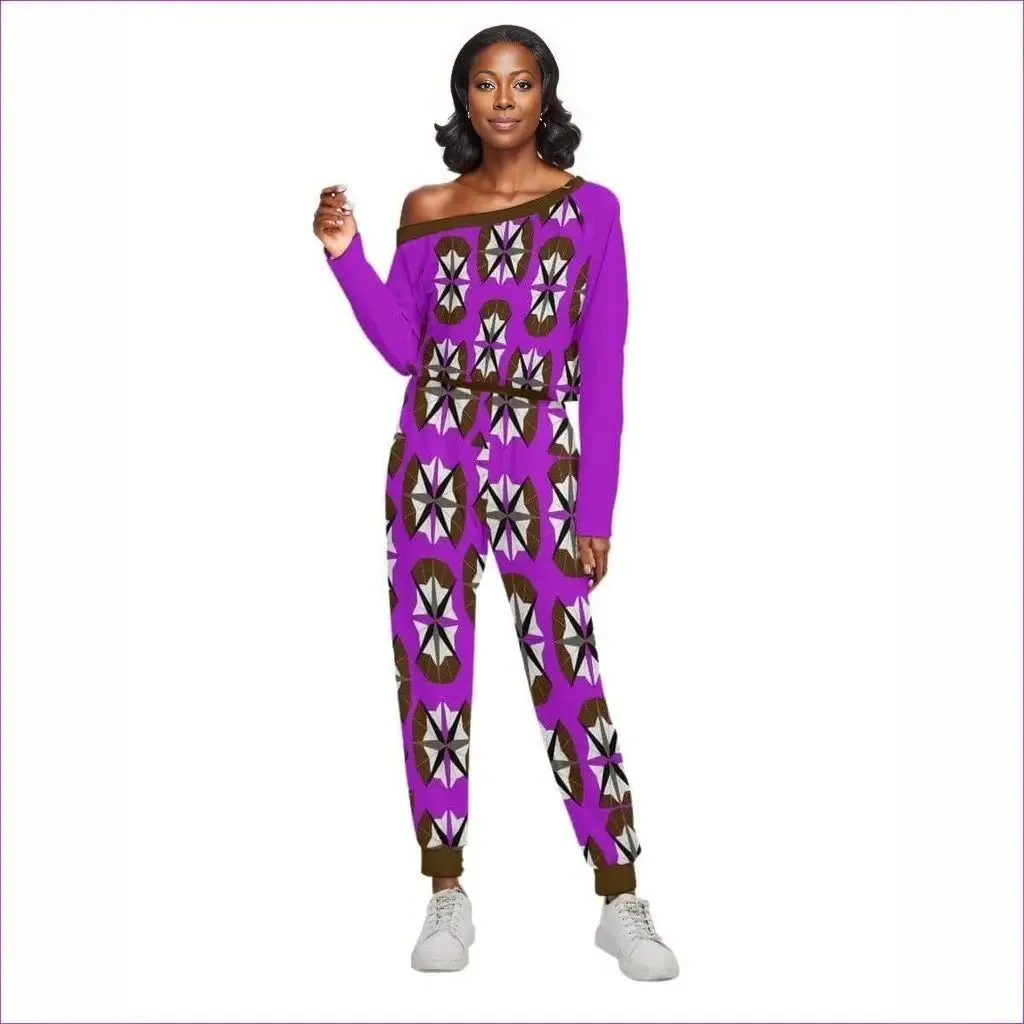 Pinaccle Womens Off-Shoulder Jumpsuit- Purple