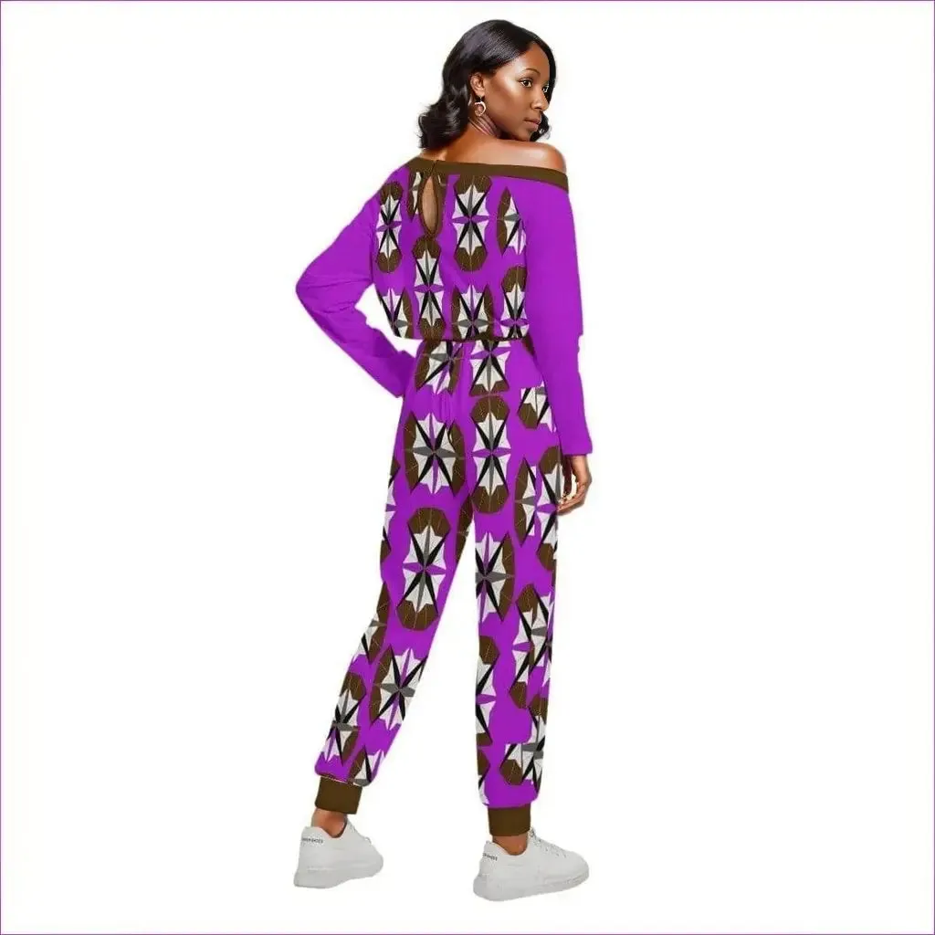 Pinaccle Womens Off-Shoulder Jumpsuit- Purple