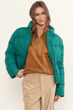 Pine Green Weekend Ready Quilted Puffer Jacket