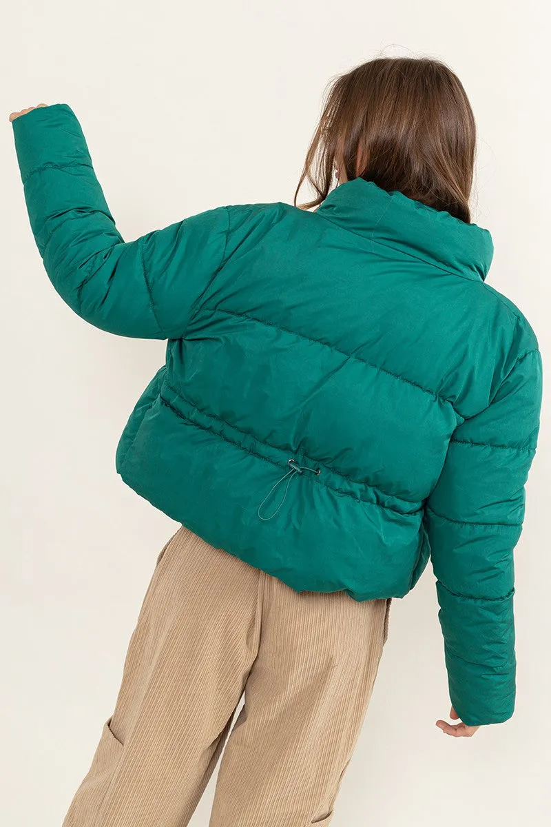 Pine Green Weekend Ready Quilted Puffer Jacket