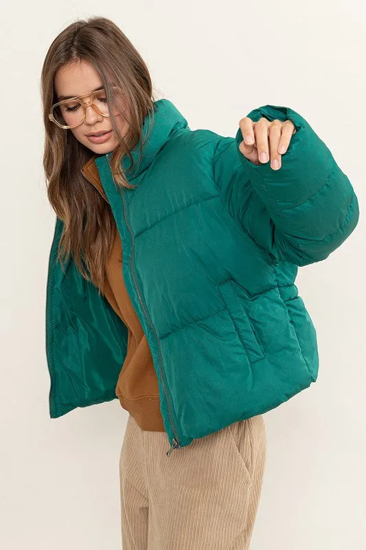 Pine Green Weekend Ready Quilted Puffer Jacket