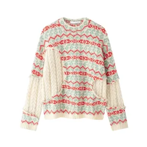 Pre Order: Elegant Long Sleeve Jacquard Weave Sweater