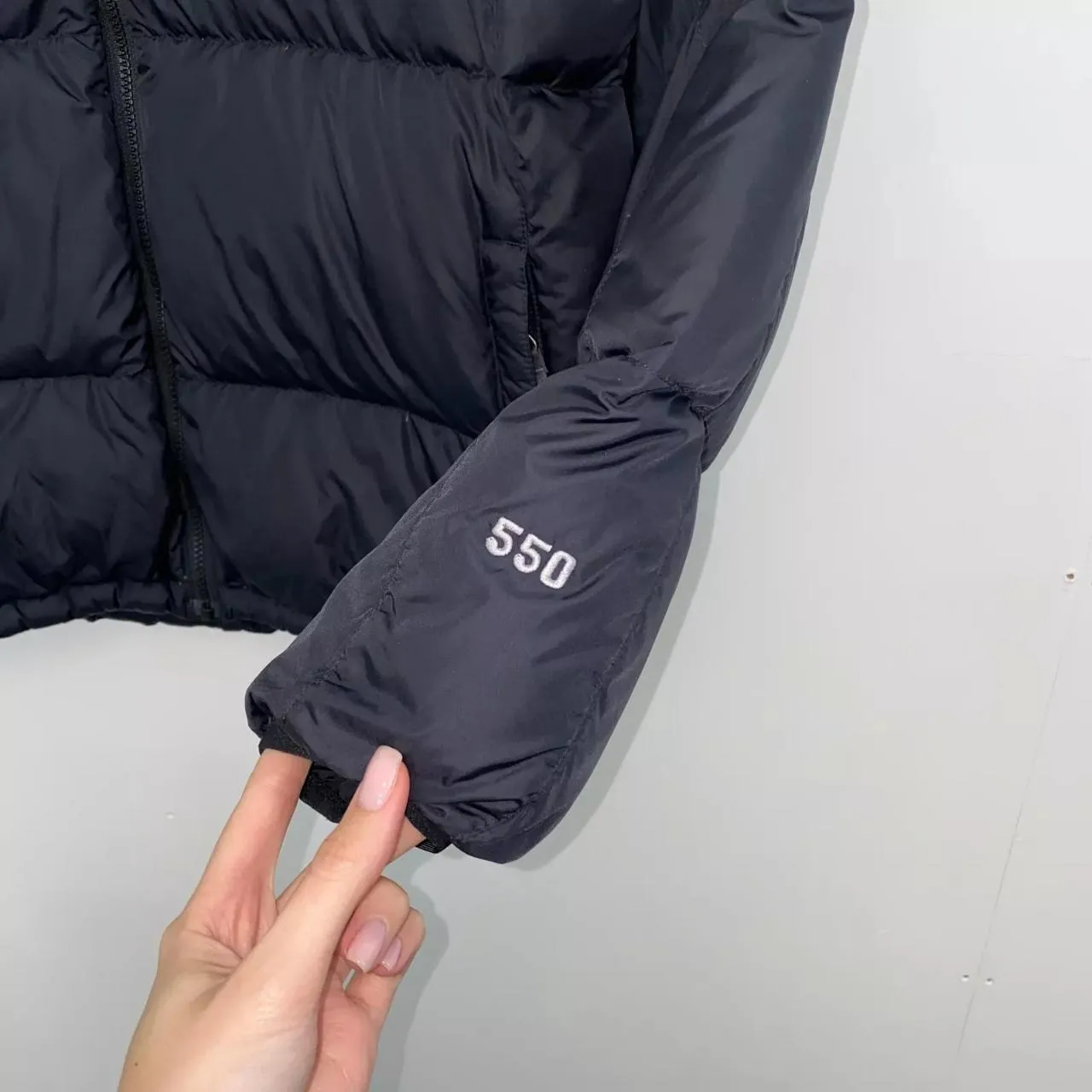 Preowned Retro The North Face Nuptse Mens Down Puffer Jacket 550 Size L Black Genuine TNF