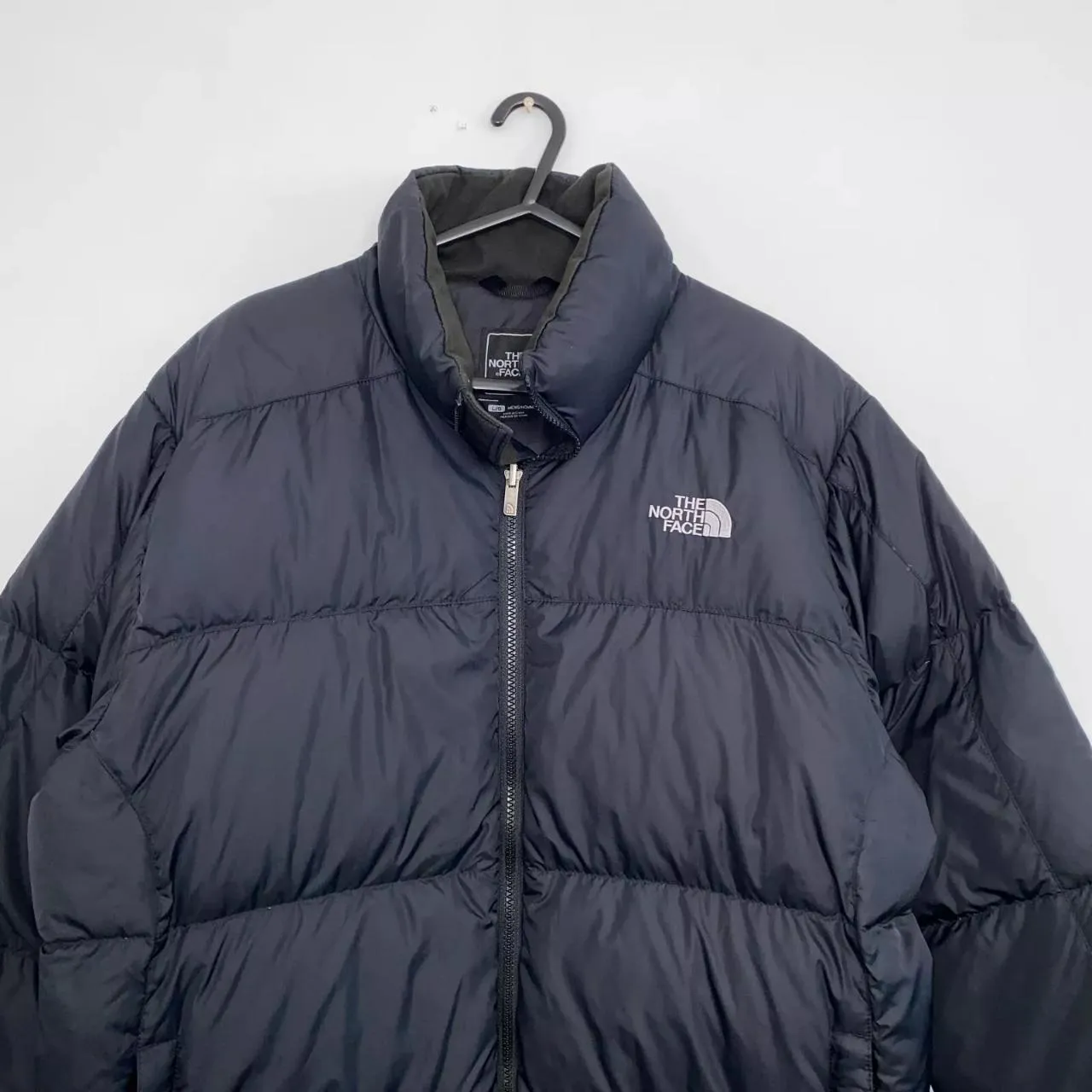 Preowned Retro The North Face Nuptse Mens Down Puffer Jacket 550 Size L Black Genuine TNF