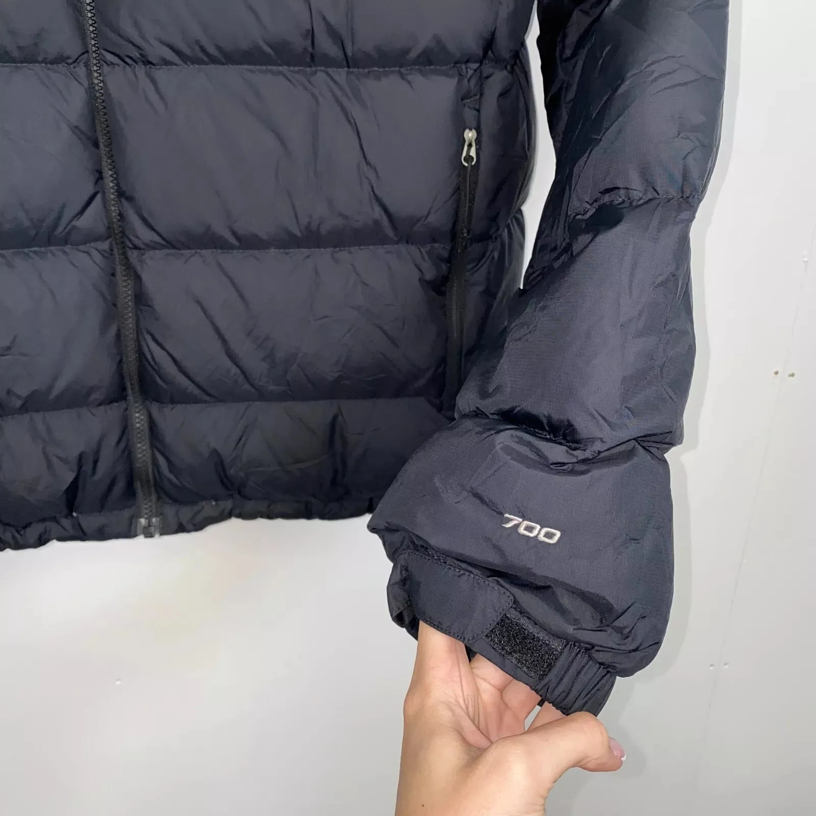 Preowned The North Face Nuptse Mens Down Puffer Jacket 700 Size L Black Genuine TNF Retro