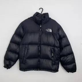 Preowned The North Face Nuptse Mens Down Puffer Jacket 700 Size M Black Genuine TNF Retro