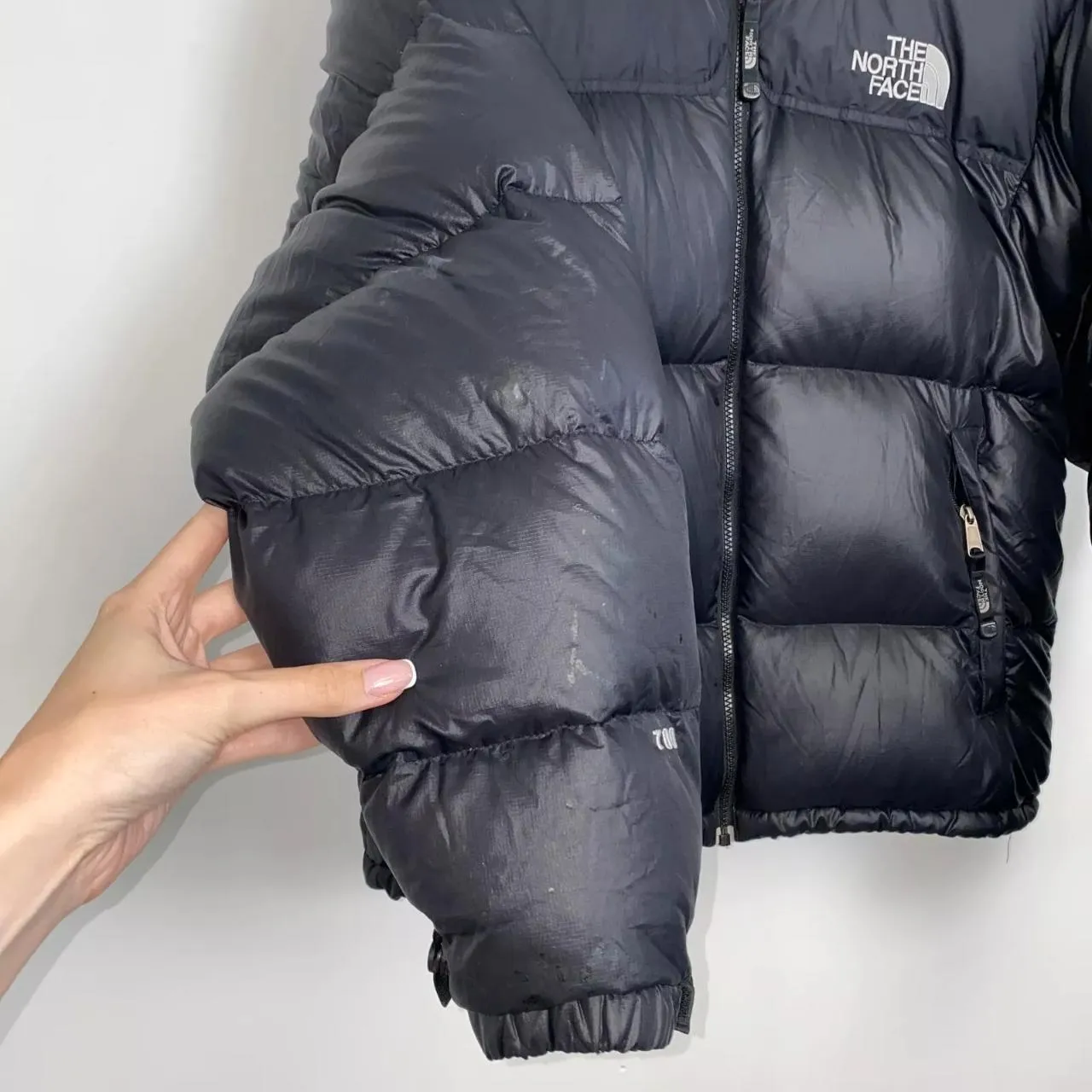 Preowned The North Face Nuptse Mens Down Puffer Jacket 700 Size M Black Genuine TNF Retro