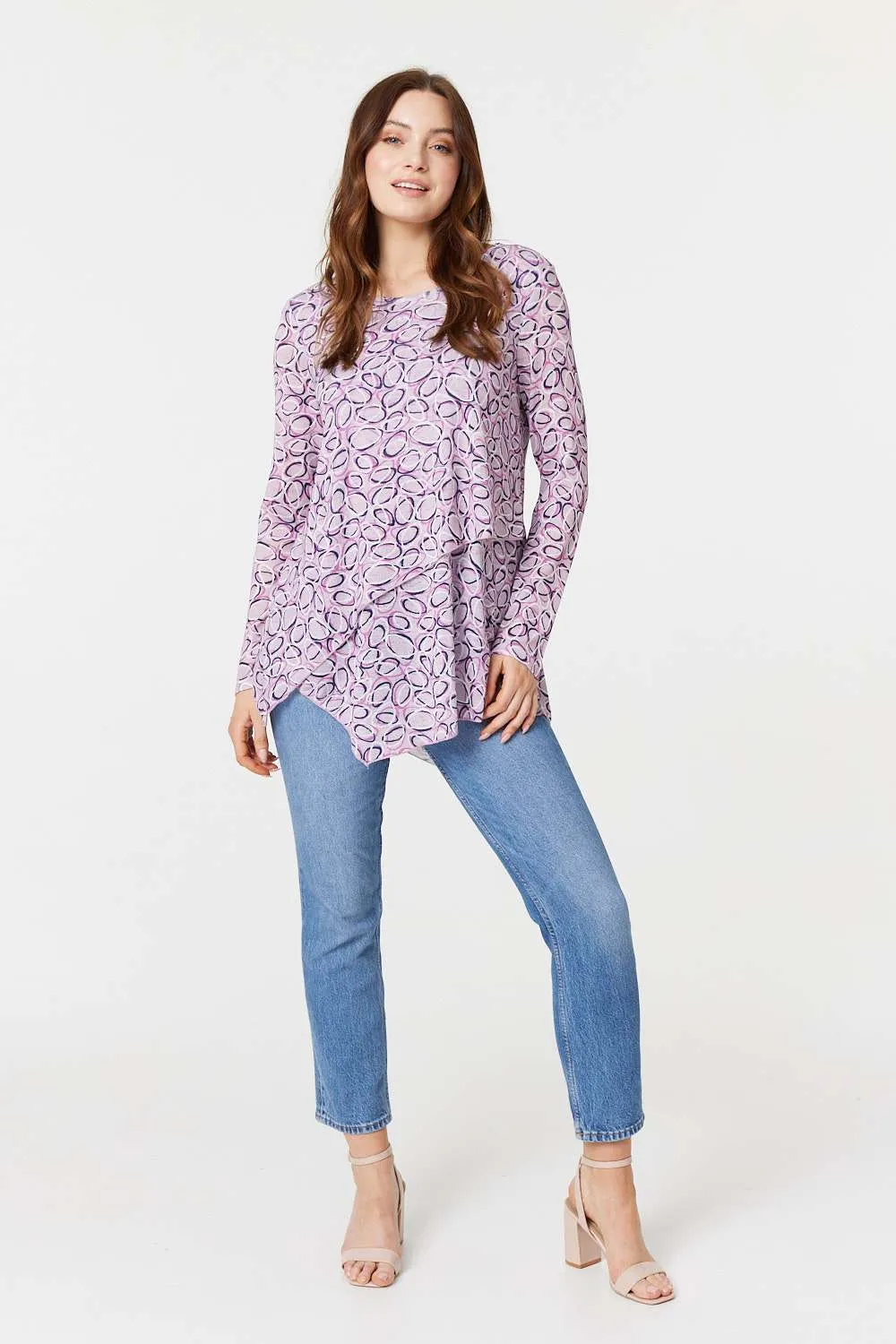 Printed Layered Hem Blouse