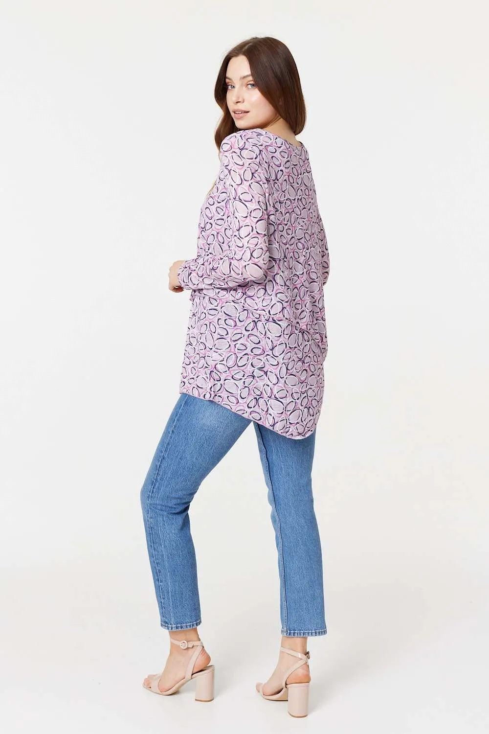 Printed Layered Hem Blouse