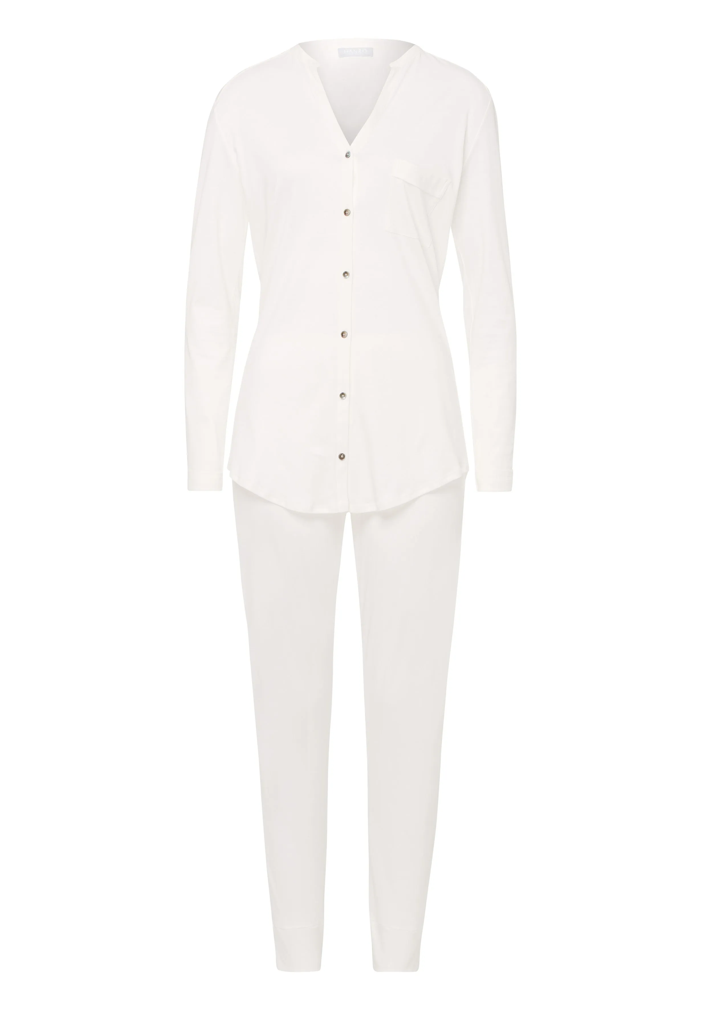 Pure Essence Button Front Soft Cotton Pajama Set | Off White 77949-102