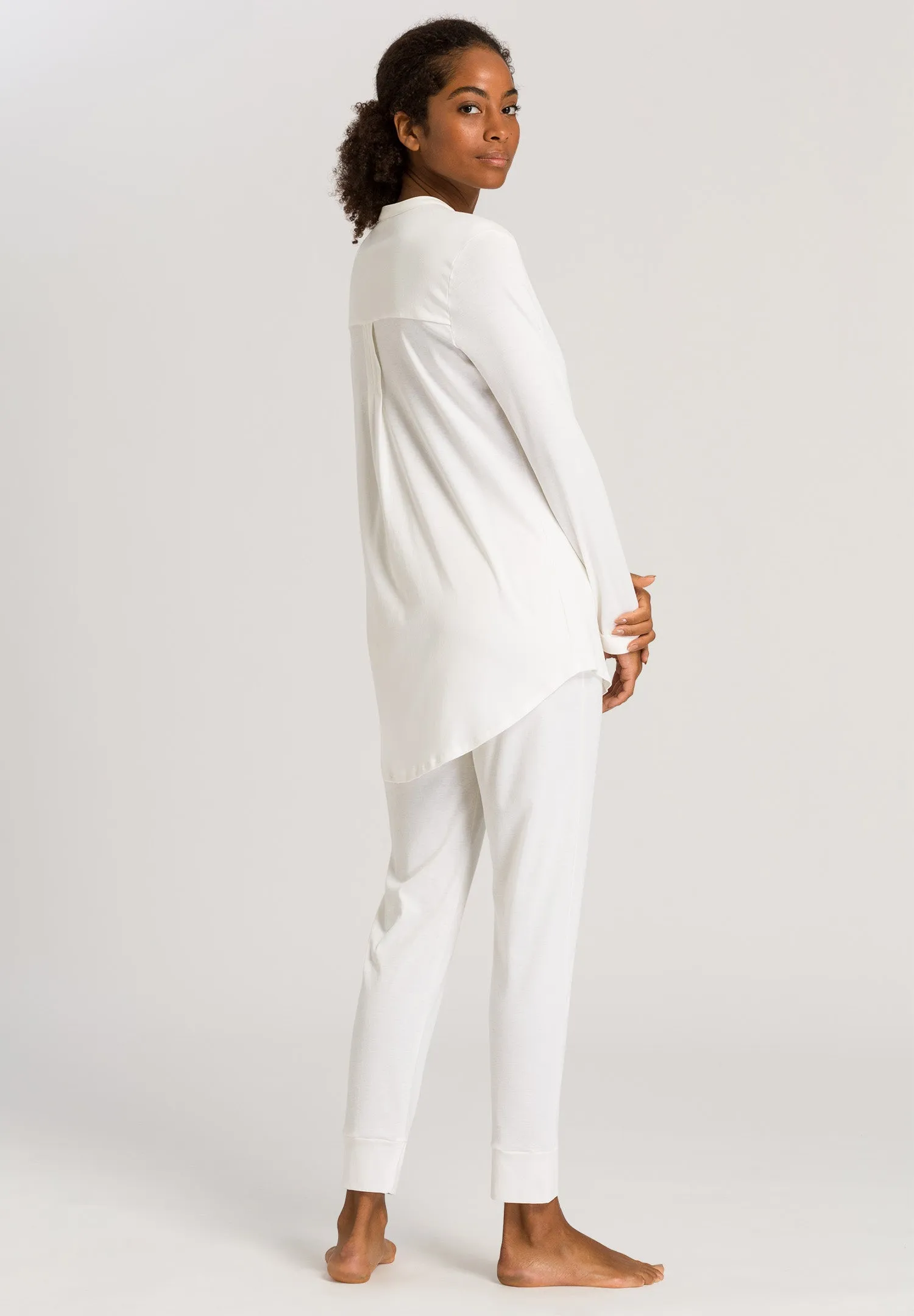 Pure Essence Button Front Soft Cotton Pajama Set | Off White 77949-102