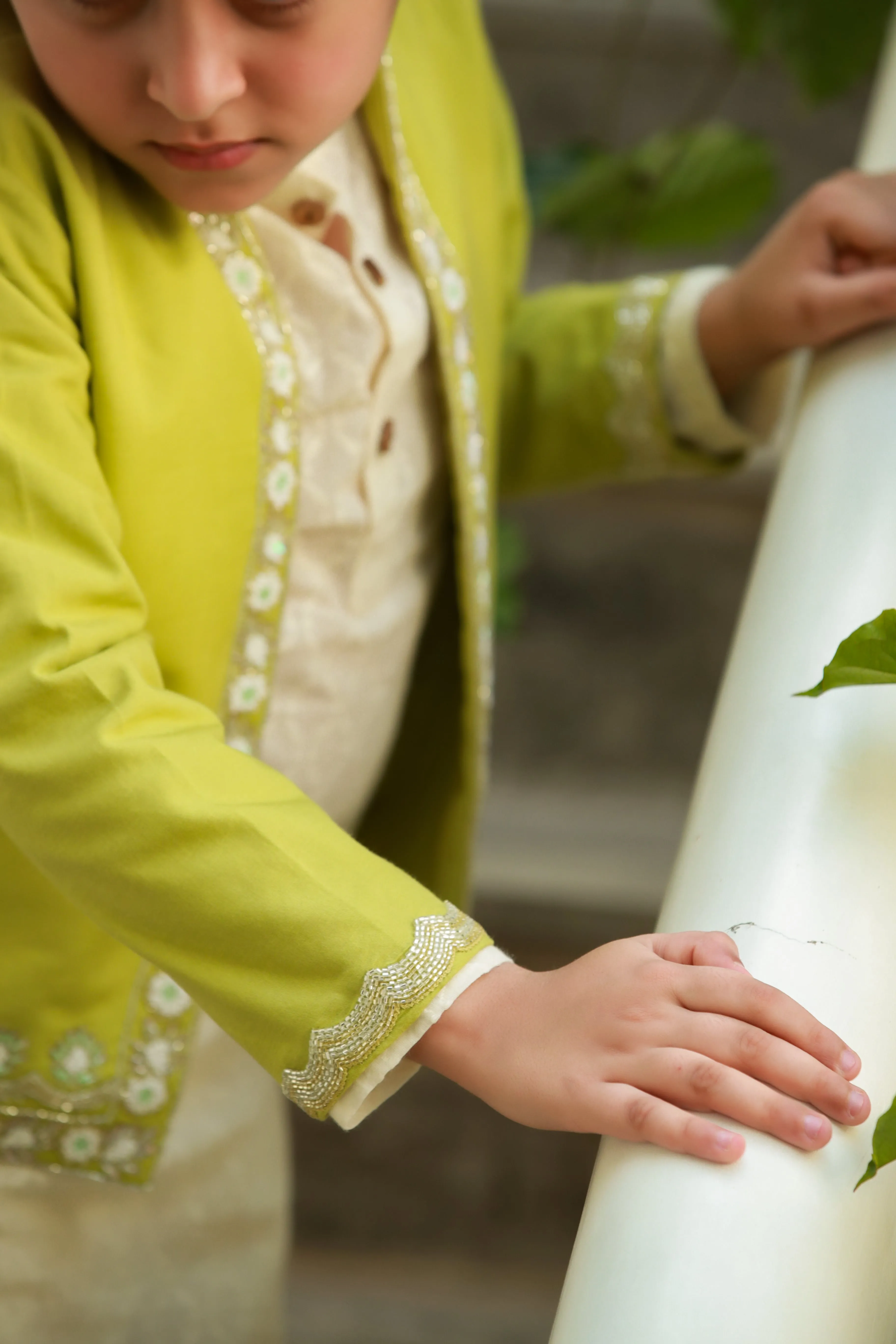 Raabta - Olive Sage-Green Embroidered Jacket For Boys